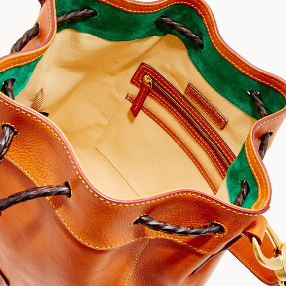 Dooney & Bourke Florentine Hattie Drawstring Italian Leather Boho Bag in Natural - Picture 3 of 14